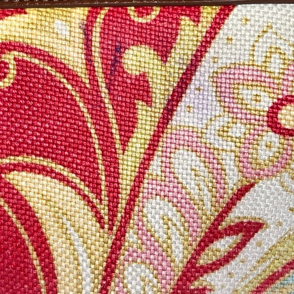 Spartina 449 Natural Linen Genuine Leather Shoulder Purse - Picture 15 of 16